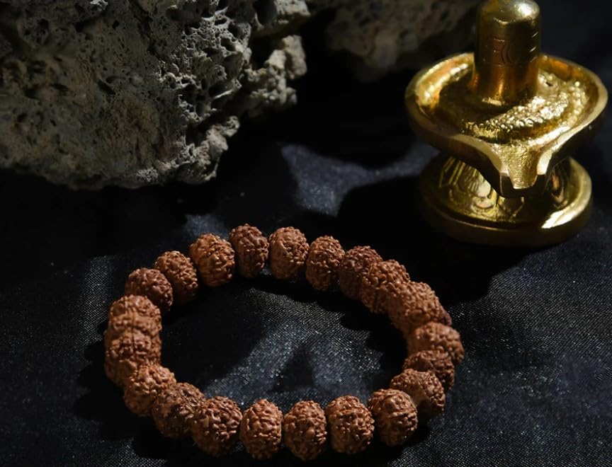 Image of Certified 7 Mukhi Nepali MahaLakshmi Siddh Rudraksha Bracelet for Men & Women | Brings Positive Energy ,Wealth & Success | Spiritual Healing Stretchable Divine Astrology Bracelet | AAA Grade Hand Picked 15 mm Rudraksha Beads - No Artificial Colors | Shani Dosha Remedy