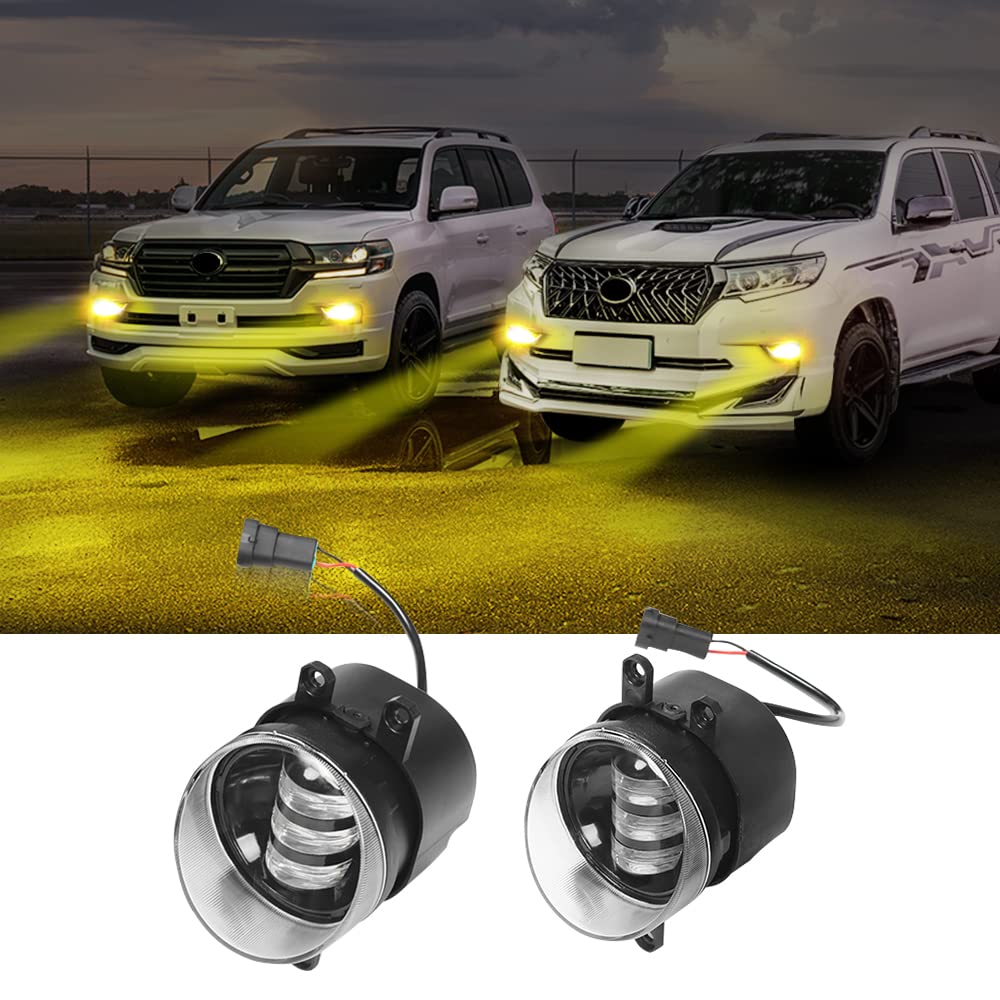 For 2008-2023 Toyota Land Cruiser Prado 150 200 Lc150 LC200 Golden Front Fog Lamp Modification Accessories Led Double Color Lamp