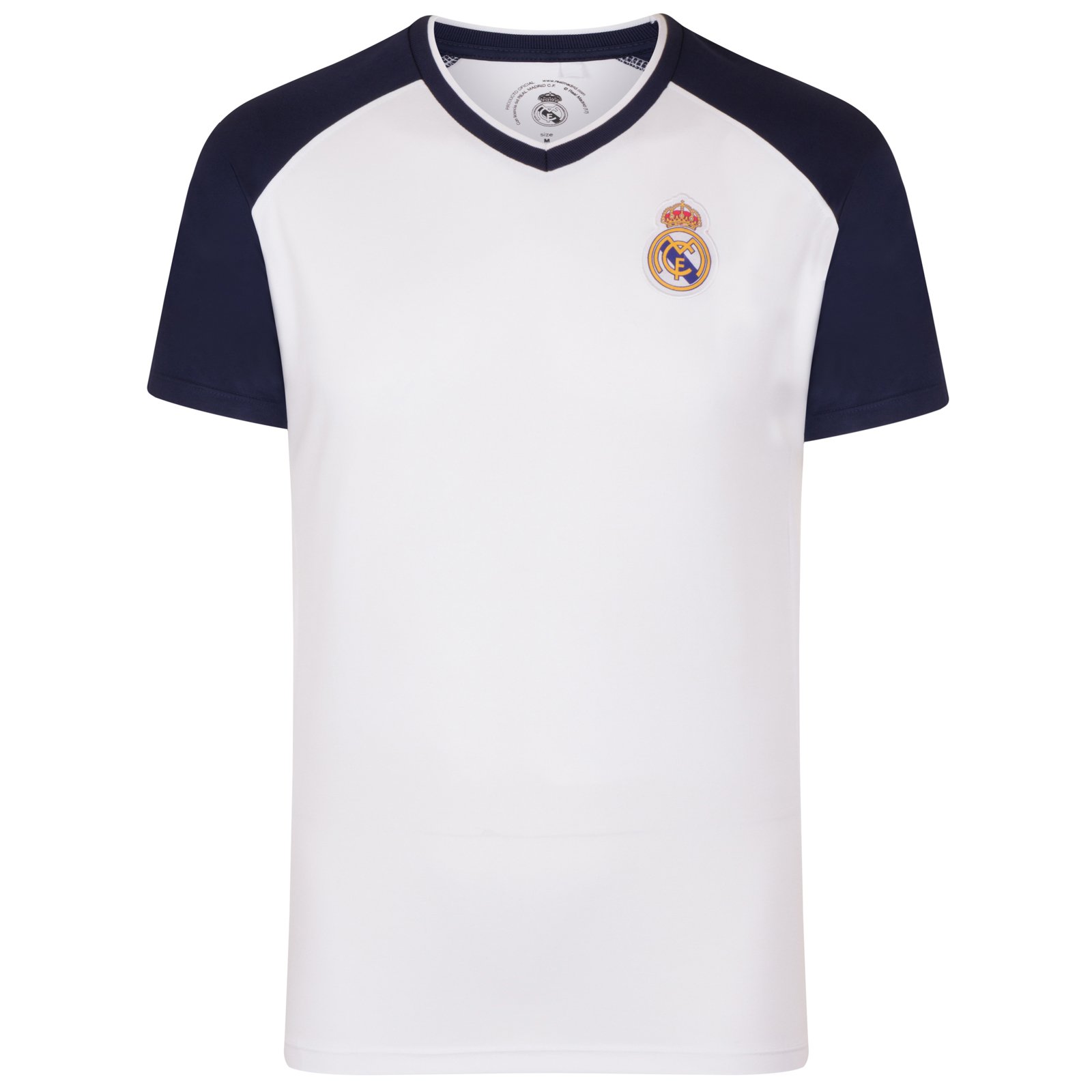 Real Madrid Boys White V Neck Fc Official Gift Poly T-Shirt 6 Years