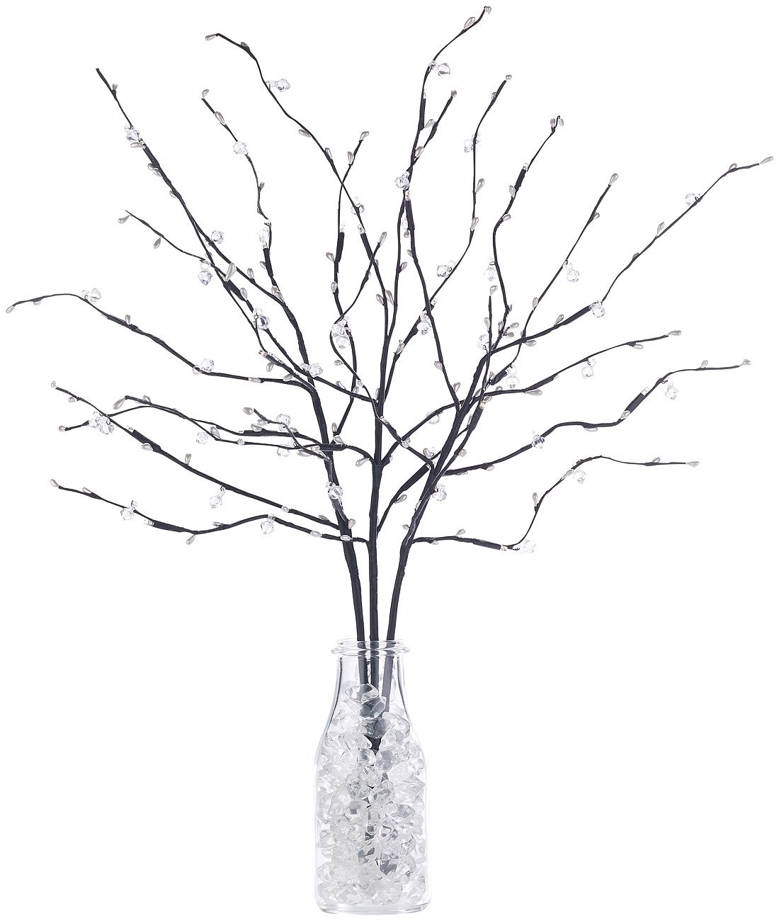 Lunartec Light Branch: 3 Decorative Branches, 48 Plastic Buds & 8 LEDs, Battery Operated, Timer (Illuminated Branches for Floor Vase, Luminous Branches for Floor Vase, Electricity) Lighting