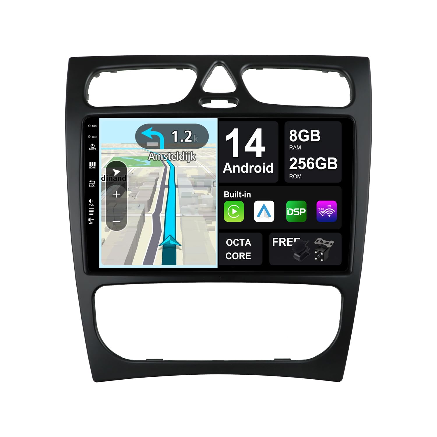 BXLIYER - [8G+256G, 8-Core] - Android 12 IPS Car Radio for Benz C/CLK Class C-Class W203 (2000-2004) - Wireless CarPlay/Android Car/DSP - LED Camera & Mic - 9 Inch 2 DIN - DAB SWC Fast-Boot 360-CAM