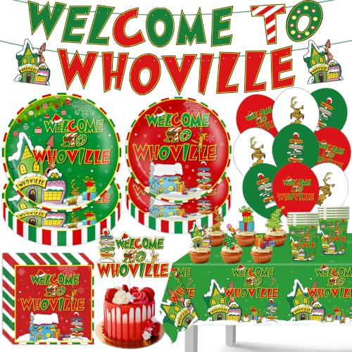 104pcs Christmas Party Decorations Disposable Tableware Set for 20 Guests