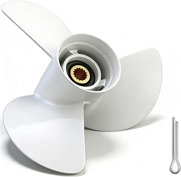 13 1/4 x 17-K Pitch Upgrade OEM Boat Propeller fit Yamaha Engines, Aluminum Outboard Motos 60-115 HP,6E5-45945-01-EL,15 Spline Tooth,RH 13.25 x 17p, white