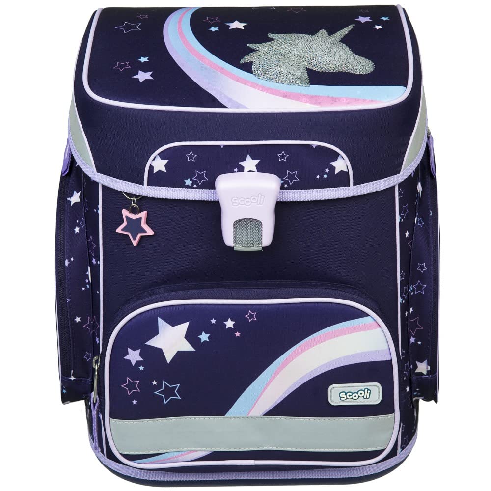 Dreamland - Einhorn SCOOLI Undercover EasyFit Schulranzen-Set 9tlg. mit Sporttasche, BROTDOSE, TRINKFLASCHE und SCHULTÜTE, Hellblau, Größe: 36,5 x 33 29 cm