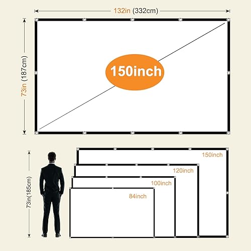 Miniatura 8 de Pantalla de proyección de 150 pulgadas 4K 169 HD, plegable, portátil, pantalla de cine para interiores y exteriores, pantalla de cine de doble cara
