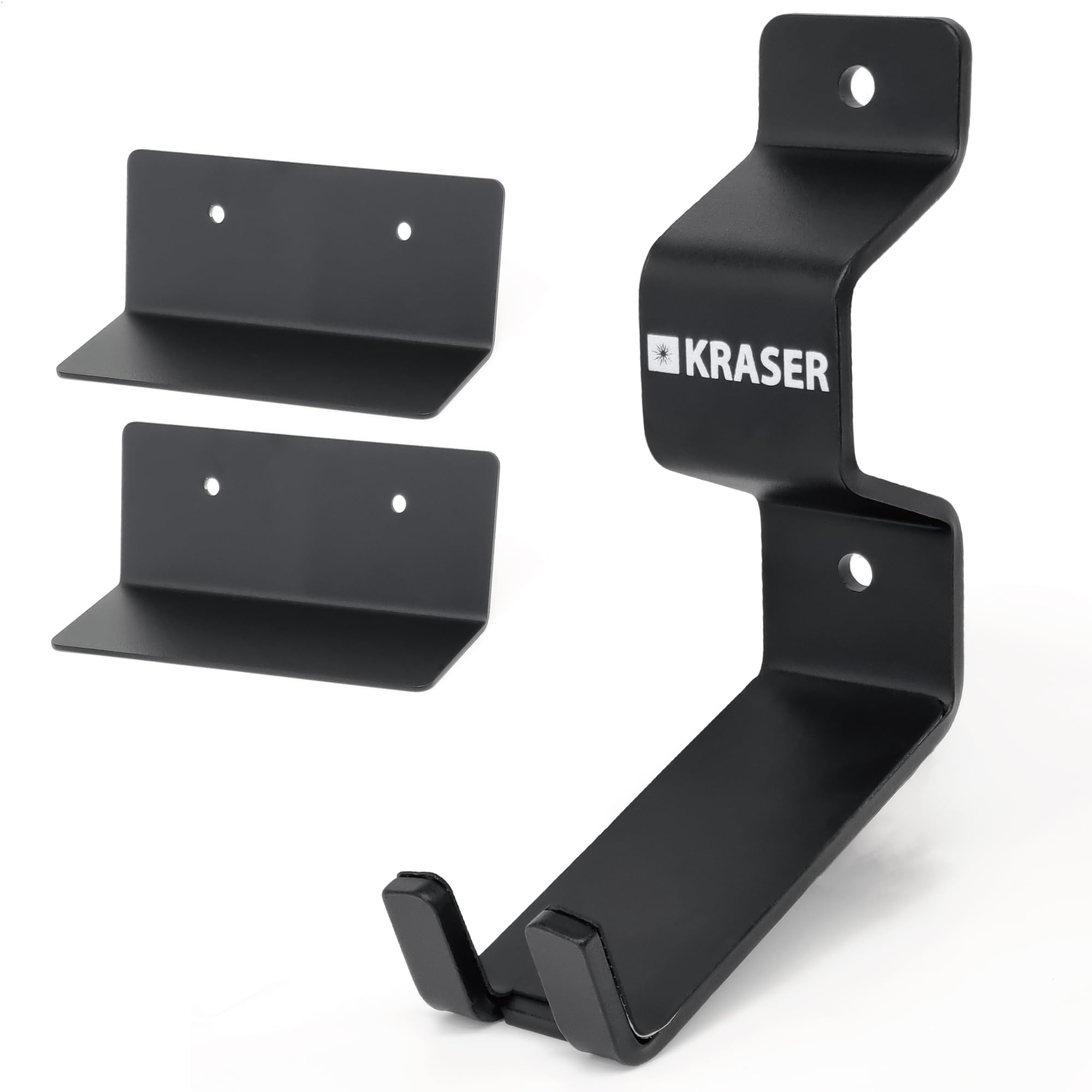 KRASER KR42P Porta Bici da Muro con Gancio Ancoraggio Antifurto 2in1 | Gancio Pedale con Punto per Catena | Doppio Supporto Ruota, Acciaio Rinforzato 5 mm | Portabici da Muro Pedale E-Bike MTB Strada