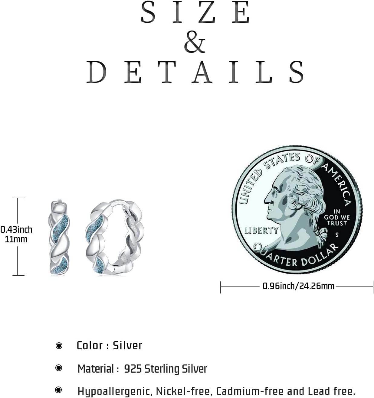 Gothic Hoop Earrings 925 Sterling Silver Black Hoop Earrings Jewelry Birthday Gifts for Men Women