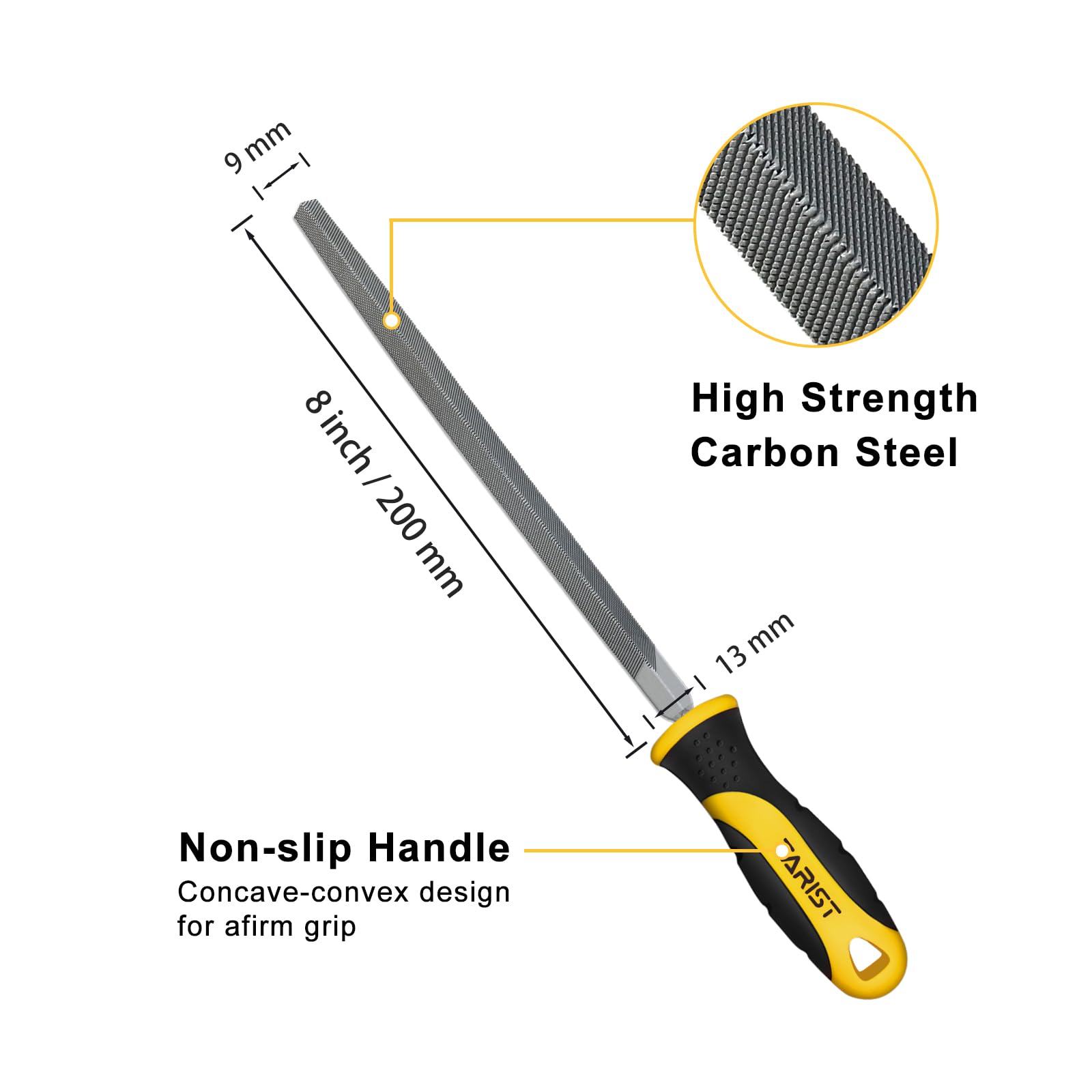 TARIST 8 inch Triangular Metal File, Professional Carbon Steel Triangle File, Tool Sharpener for Professionals and DIY - Image 2