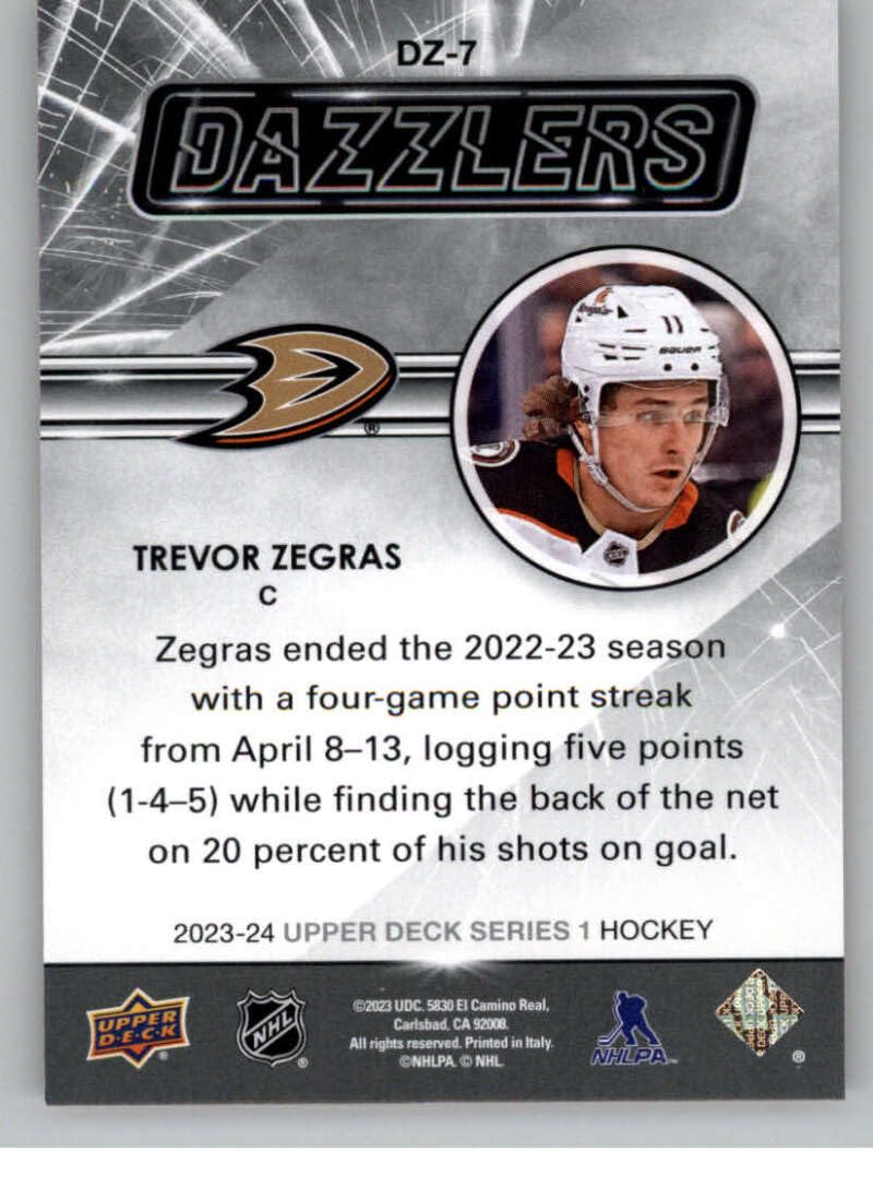 Amazon.com: 2023-24 Upper Deck Dazzlers Orange #DZ-7 Trevor Zegras