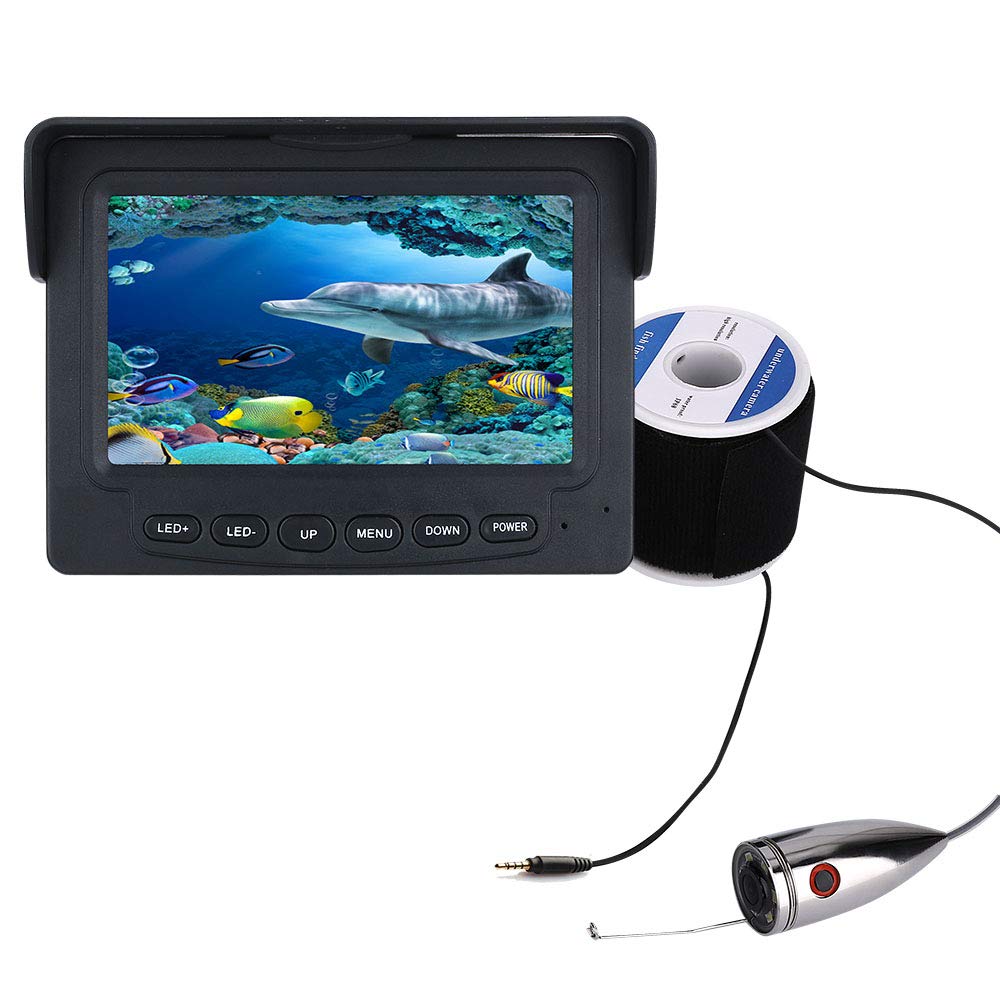 Cámara De Detector De Peces 1000TVL, Cámara De Pesca Submarina De 4,3 Pulgadas, Cable 30m Buscador De Peces Impermeable Cámara,para Pesca En El Mar, Pesca En Hielo, Pesca En (Size:White Light 30 M)