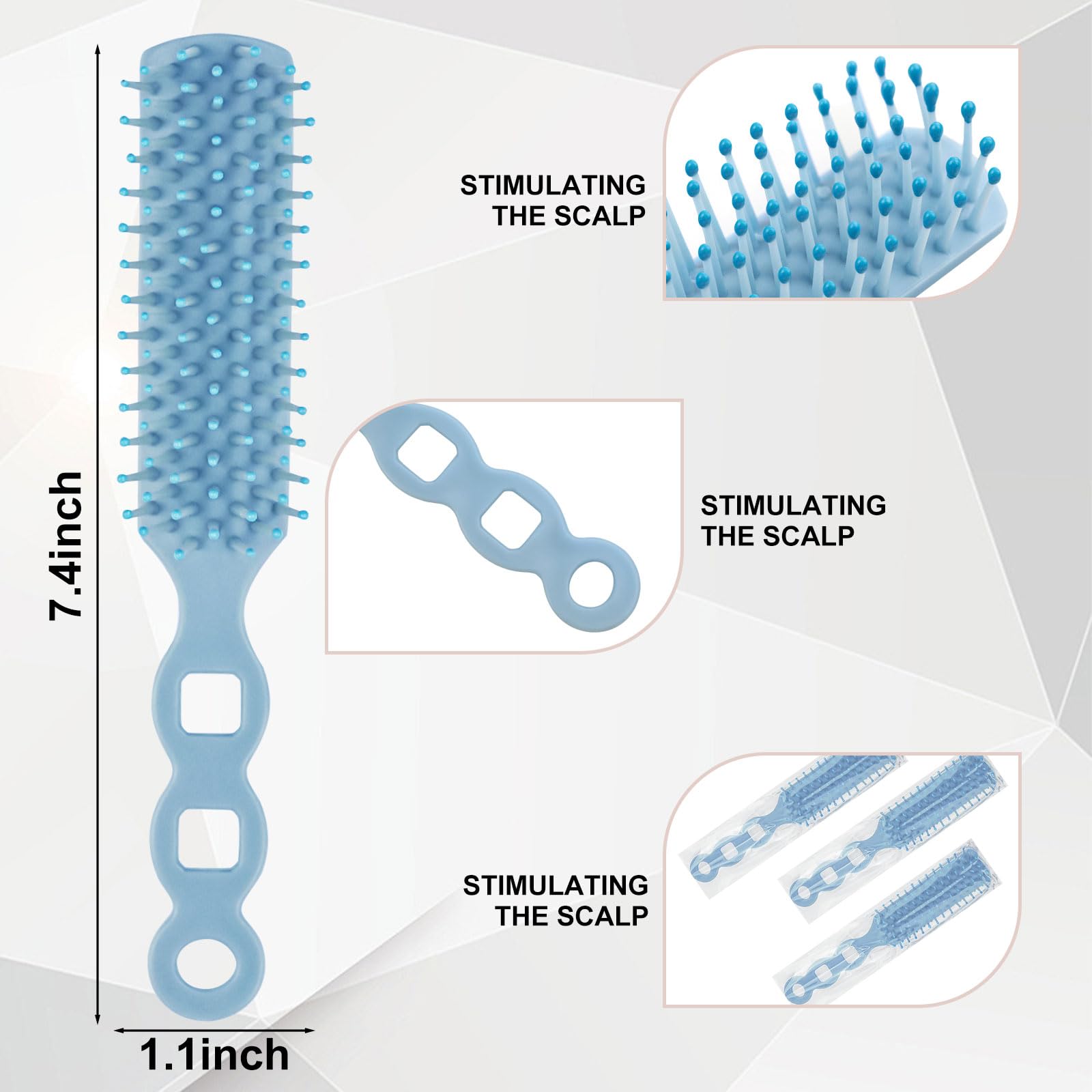 Paquete de 100 cepillos de pelo a granel para personas sin hogar, cepillo de cerdas suaves para cabello rizado ondulado, secado por soplado, desenredado, adecuado para refugio, hotel (azul)