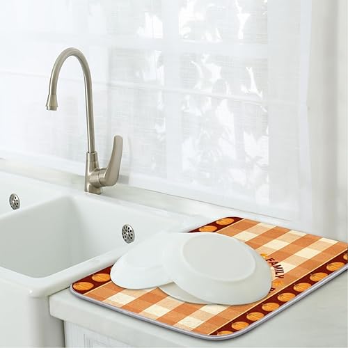 Miniatura 7 de Tapete de secado de platos para el día de Acción de Gracias, tapete de secado lavable, tapete escurridor de platos absorbente para platos del hogar,