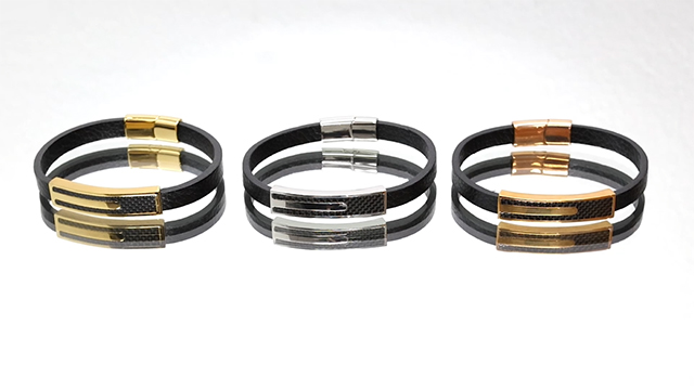 Pulsera para hombre de cuero genuino y acero inoxidable miniatura 5