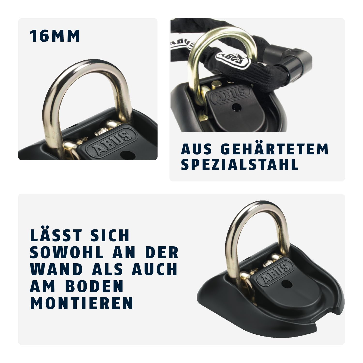 ABUS Wand- und Bodenanker Granit WBA 100 - Diebstahlsicherung für Fahrrad und Motorrad - Befestigungsanker aus Spezialstahl Sicherheitslevel 20, Schwarz