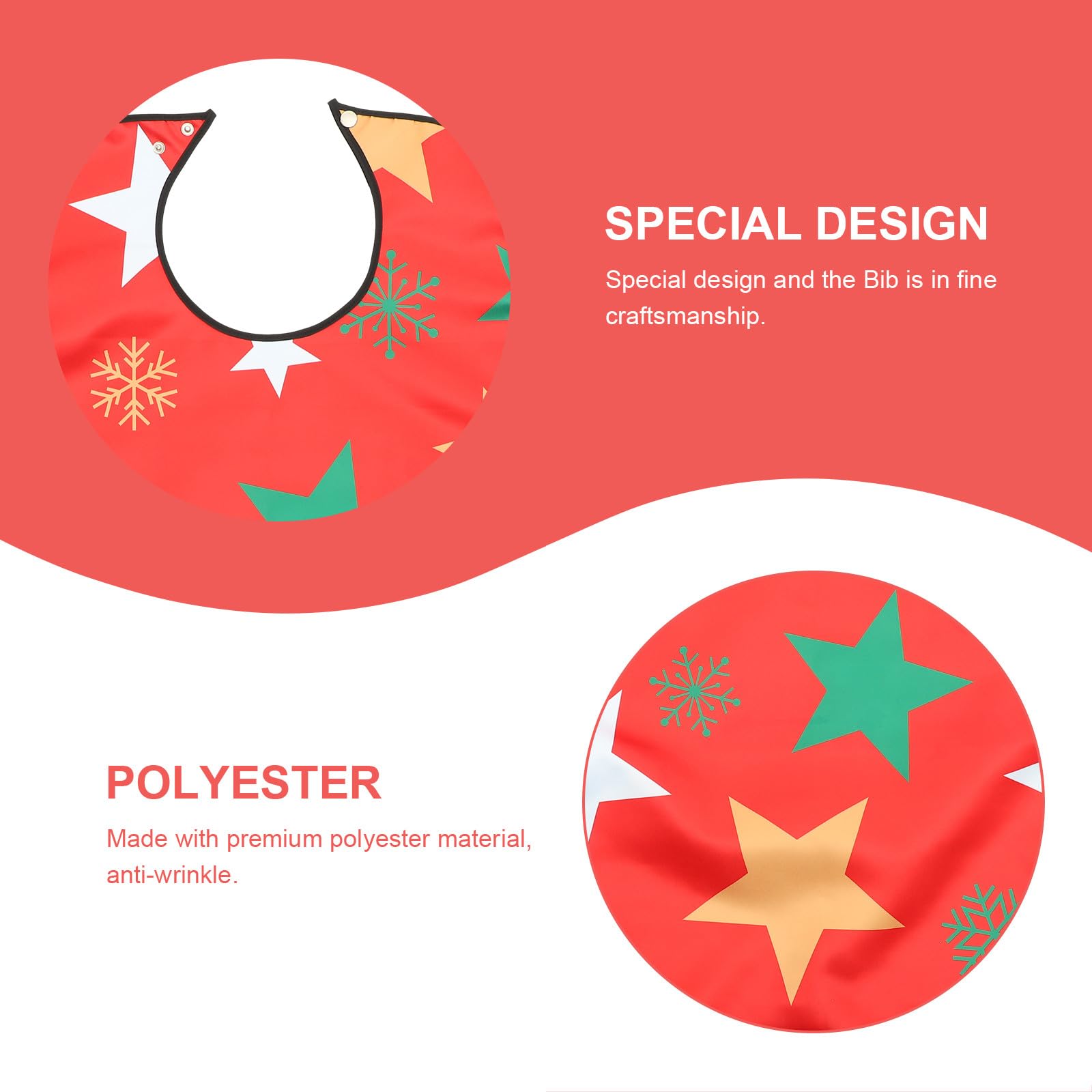 3 Stück pack Weihnachts Lätzchen für Erwachsene aus Polyester und Pu mit Kleiderschutz und Einfachem Verschluss zum Essen den Täglichen Gebrauch bei Senioren