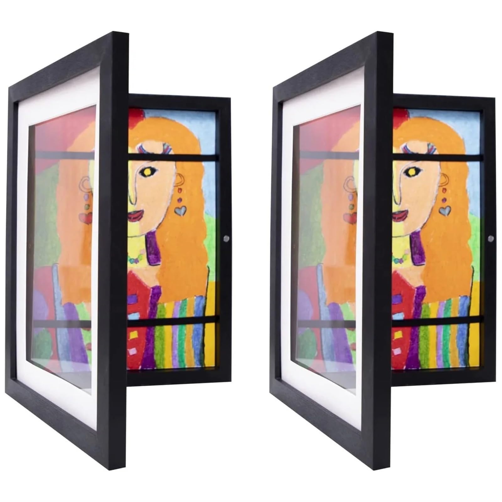 Marco de fotos, Marco de fotos artístico de madera A4, tamaños multicolores cambiables, oficina en casa for niños