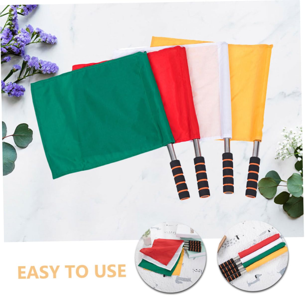 HANABASS 8piezas Banderas De Árbitro De Fútbol Bandera De Árbitro Principal De Señales Manuales Para Partidos De Fútbol Portátiles Para Campo Paquete