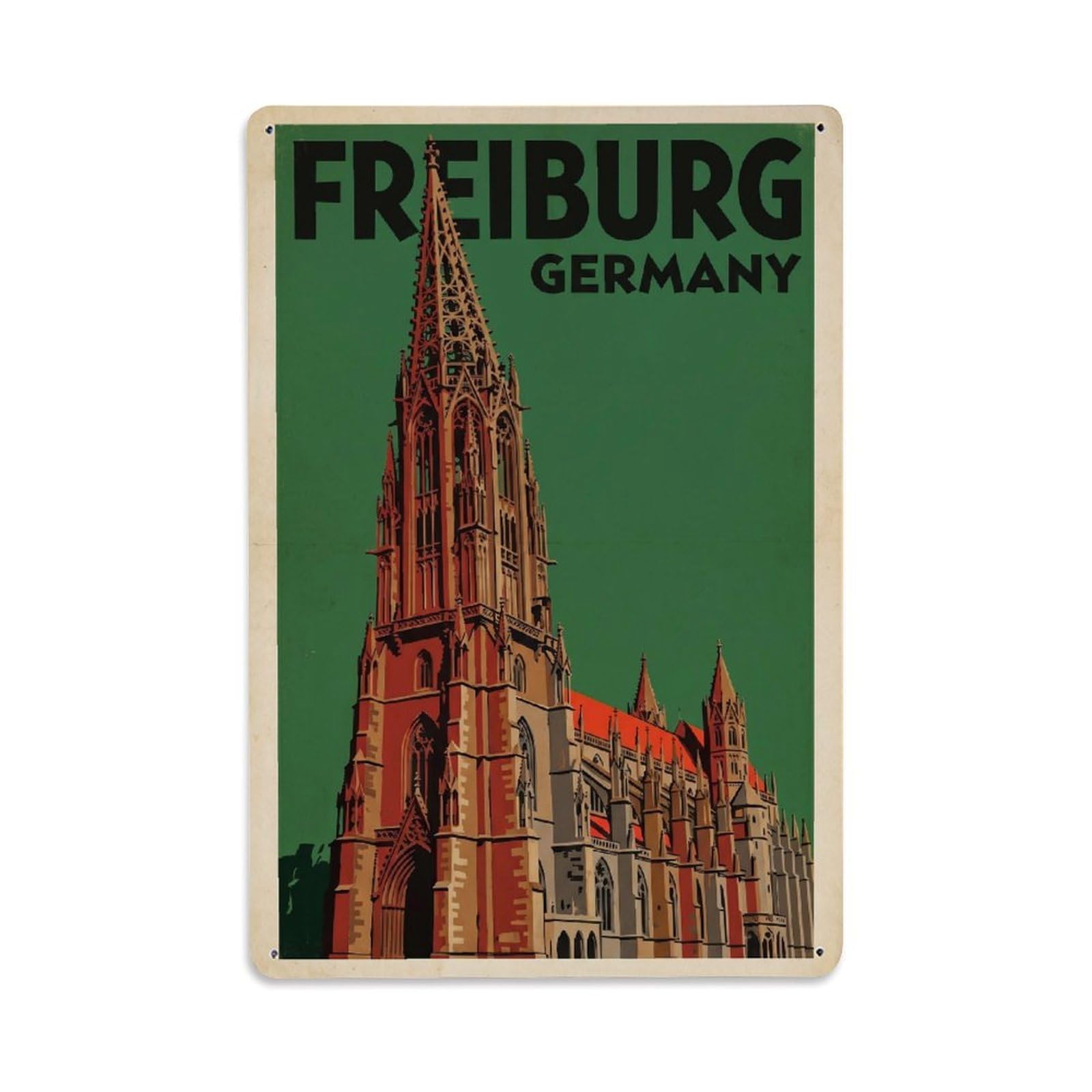 Germany Freiburg Travel Retro Metal Tin Sign Plaque Wall Decor for Cafe, Club Bar, Office, Garden Metal Poster 8x12Inch