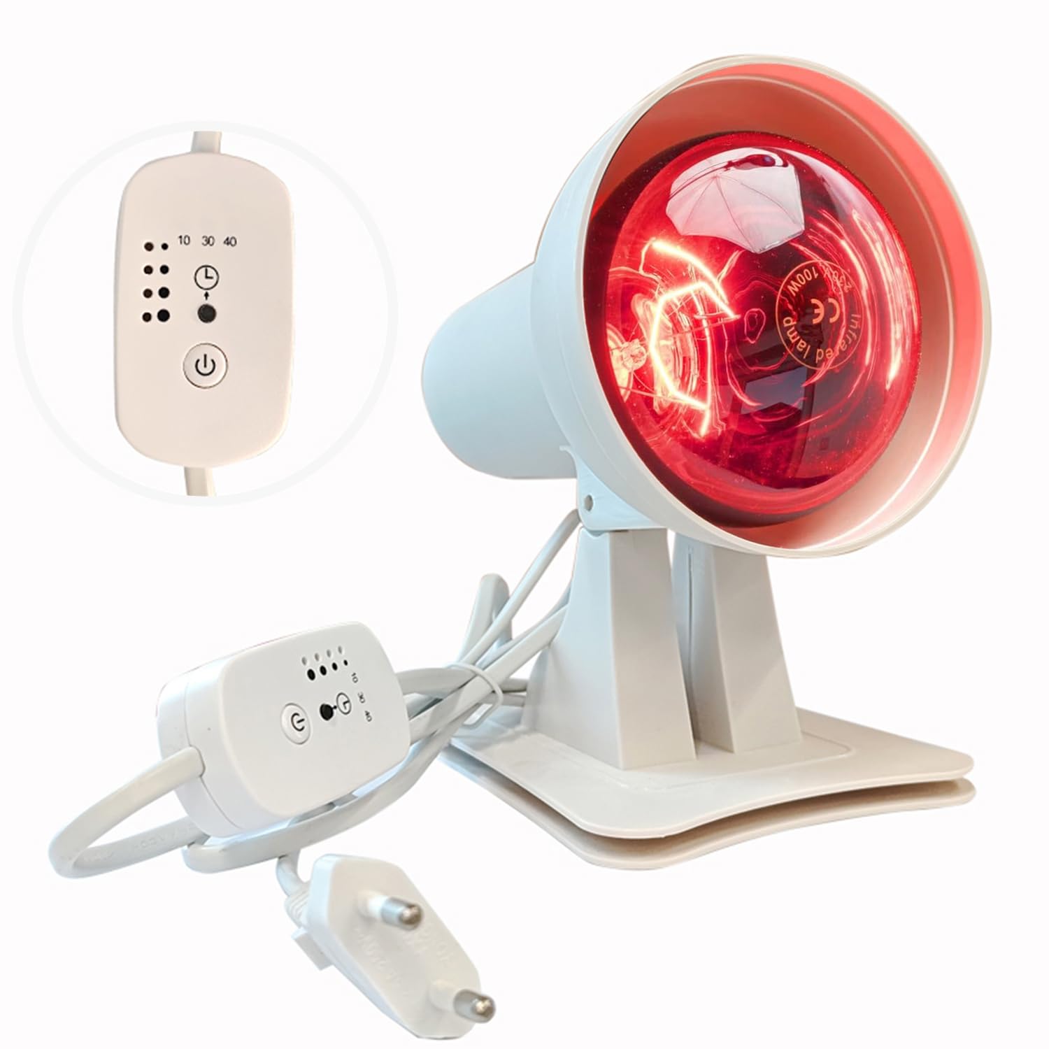 Lampe infrarouge,Infrared light therapy,Lampe infrarouge chauffante,150 Watt, avec minuterie et température réglable, angle réglable, pour détendre les muscles fatigués.