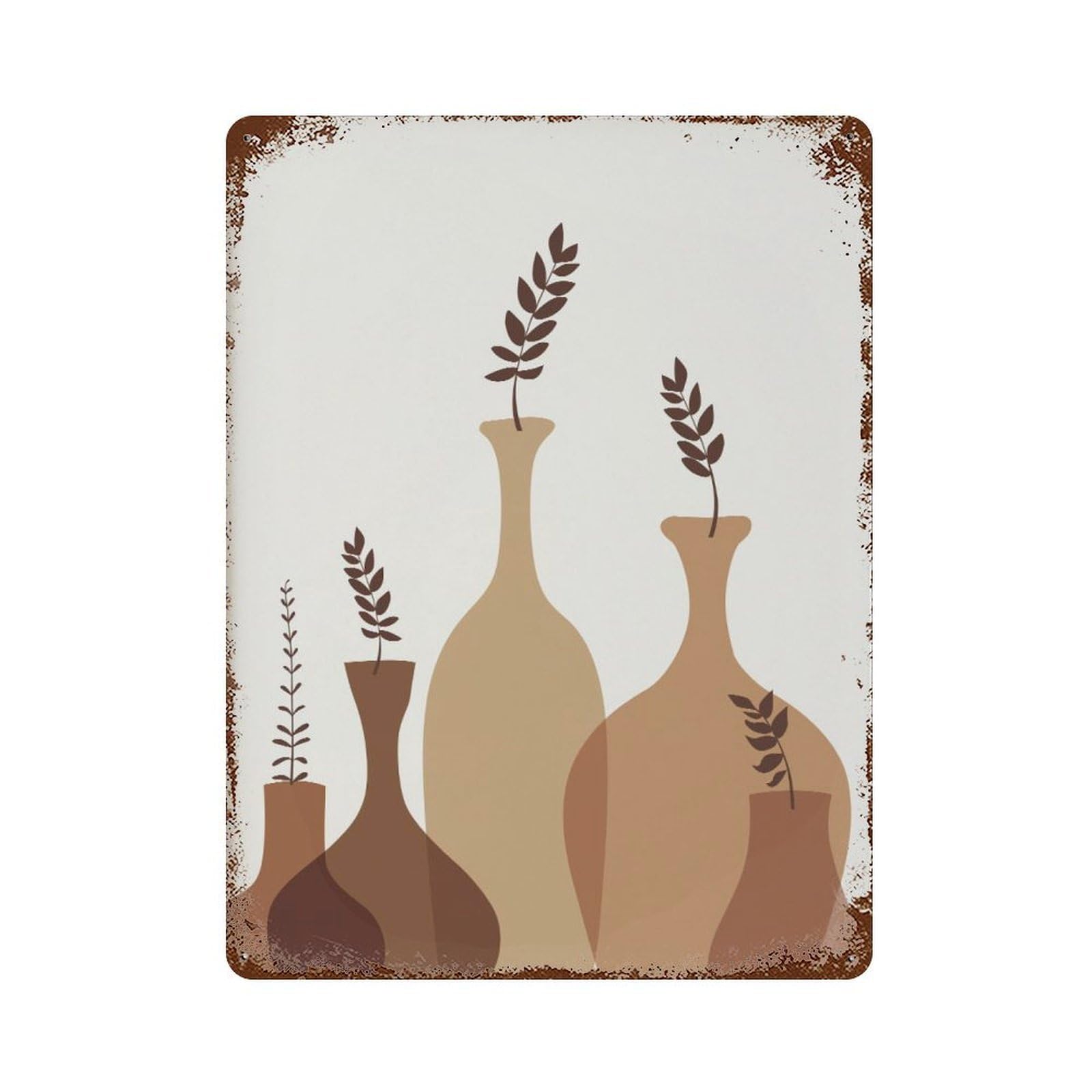 xiaoxiaoshen Abstract Pottery Desert Still Life, Boho Wall Decor Art Metal Tin Poster Modern Home Decor Art Home Bar Shop Decorations Vintage Sign 40x30cm