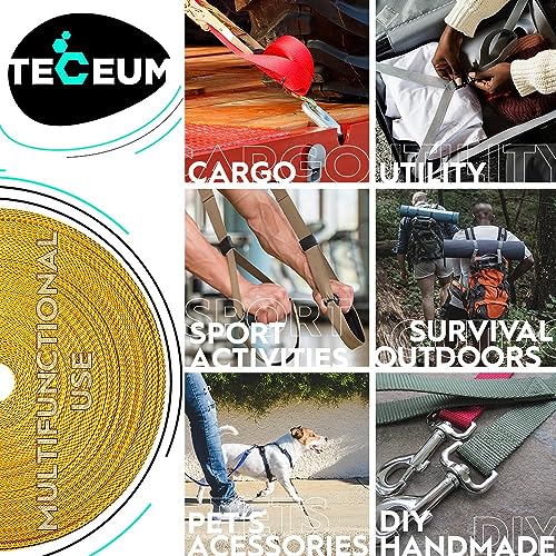 Image of TECEUM 3 /4 inch & 5 /8 inch & 1 inch & 1.5 inch & 2 inch Webbing - 10 25 50 Yards - 40+ Colors - Heavy Duty 1 Inch 1.5 Inch 2 Inch Backpack Straps - Webbing for Outdoors Indoors Crafting DIY