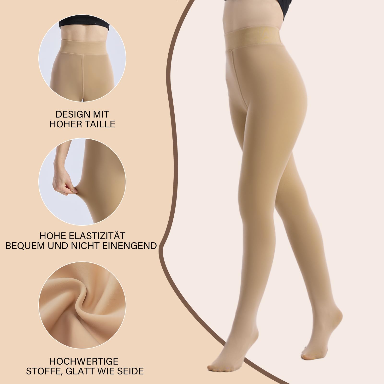 DIKER Collant Termici Donna, Calzamaglia Termica Donna Invernali con Fodera in Pile Morbido, Alta Elasticizzata, Calzamaglia Coprenti a Vita Alta con Versione Lunga