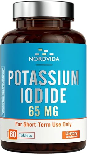 Tabletas de yoduro de potasio de 65 mg, kit de emergencia, pastillas de yoduro, kit de supervivencia, tabletas de yoduro de potasio (KI), soporte