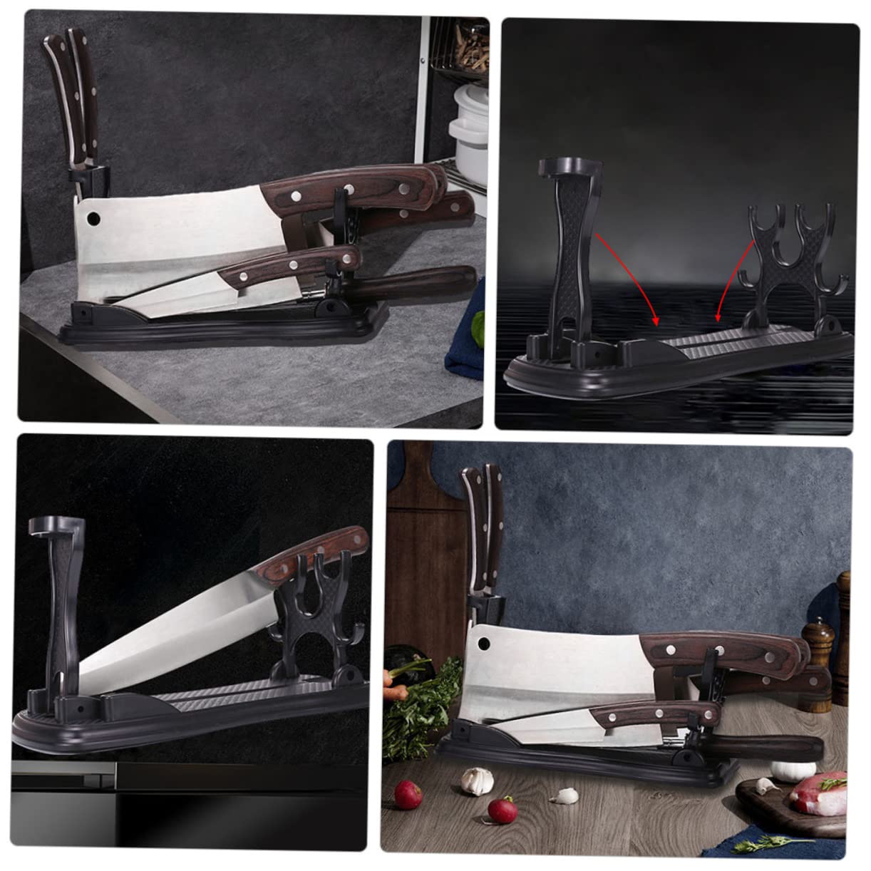 Cabilock Multi Functional Plastic Cutter Organizer Space Saving Storage Rack for Kitchen Shelf for Knives Design for Countertop Use Six Knife Holder