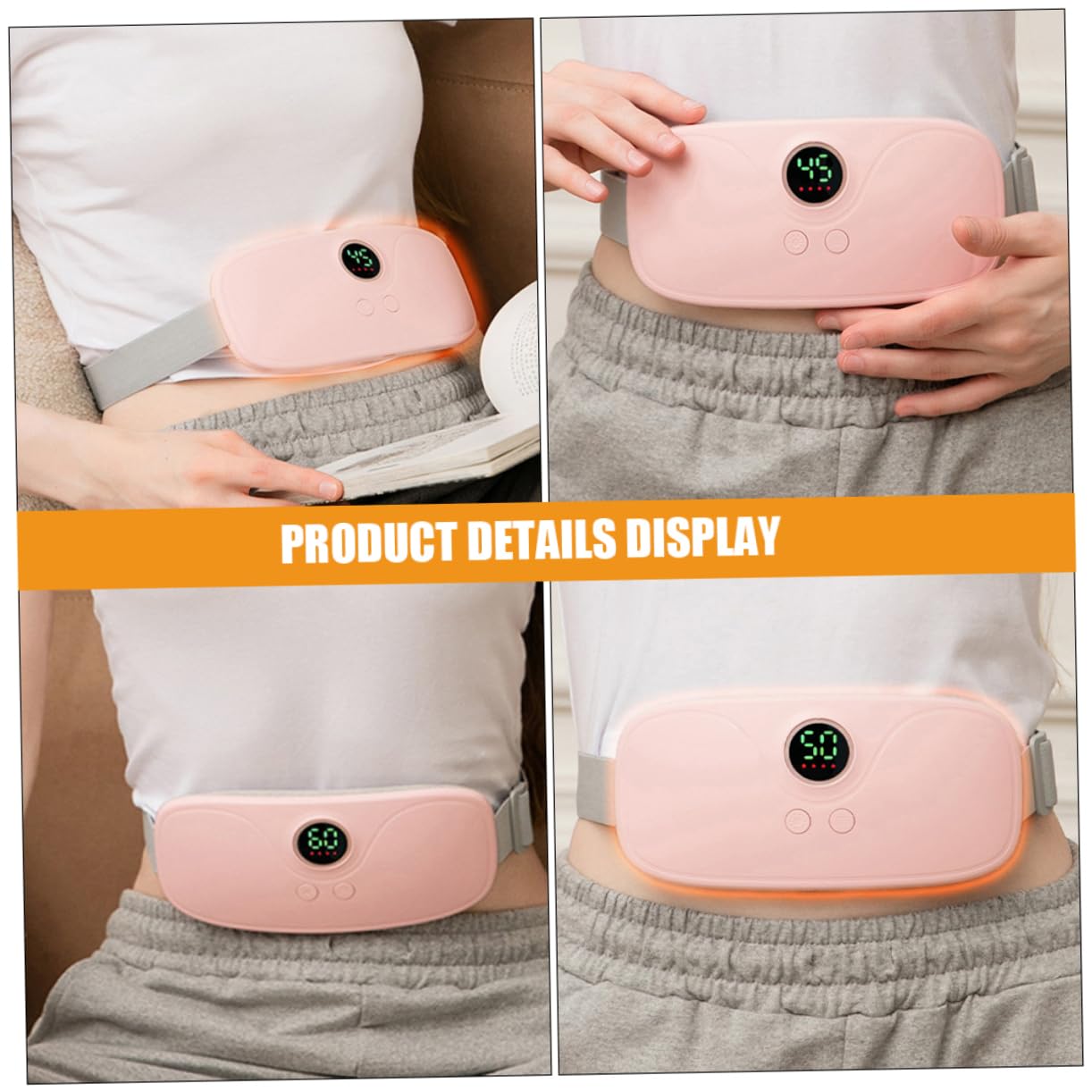 Cinturón Térmico Menstrual Rosa Vibración, 1 Juego | Calentamiento Constante, para Abdomen y Cuello, Abs Cobre, Flannelette y Tela Elástica, Carga USB