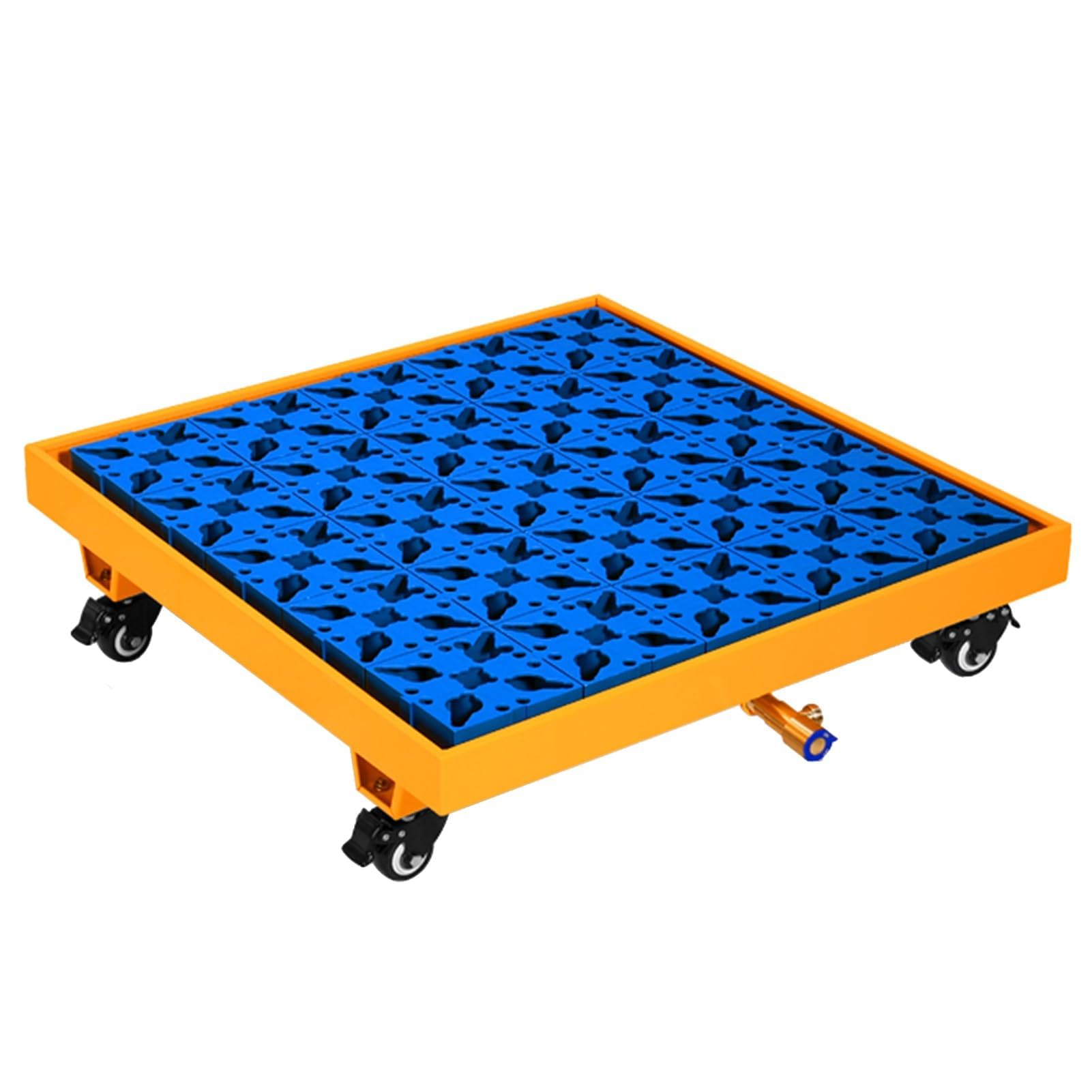 Vassoio per serbatoio dell'olio resistente, pallet di contenimento in metallo con scarico e ruote, stoccaggio a prova di perdite per tamburi, magazzini e garage, 65 x 65 x 15 cm