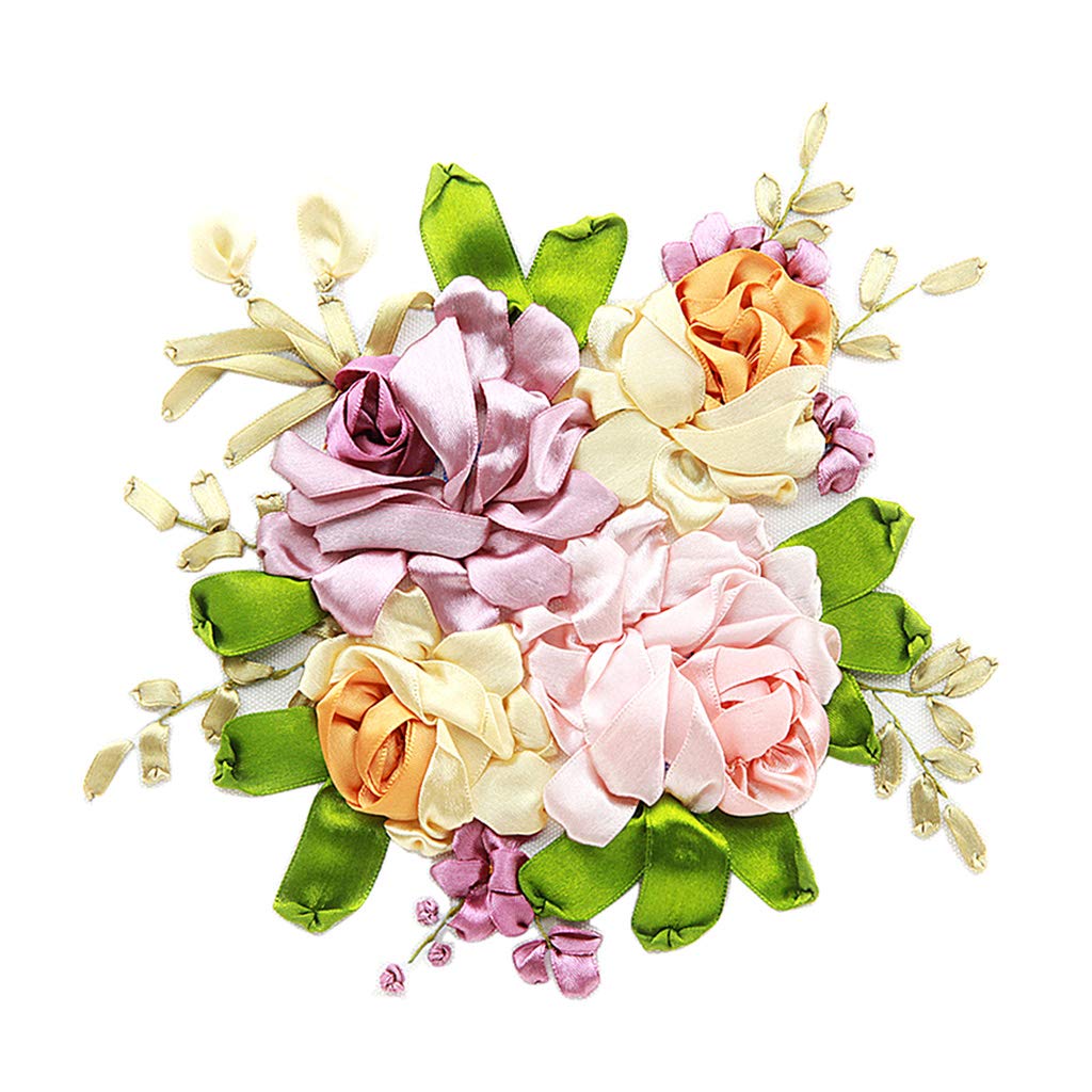 KBOLAE Ribbon Embroidery Kits DIY Flower Painting Kit Stamped Cross Stitch 05, Style 5