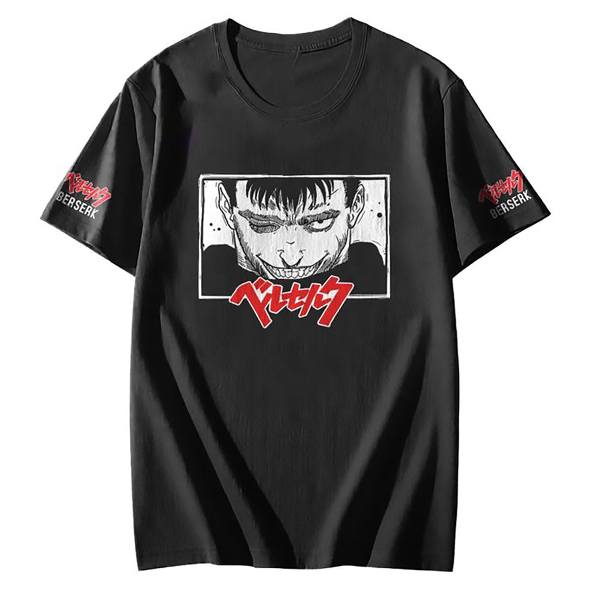 GenericOn Trend Round Neck Half Sleeves Regular Berserk Printed T-Shirt Unisex Tshirt for Mens and Womens, Color- Black