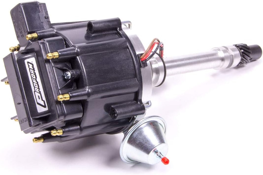 Proform 66941BK Vacuum Advance HEI Racing Distributor with Steel Gear and Black Cap for Chevy V8