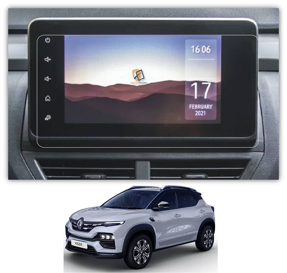 Armour Guards 9H Unbreakable Screen Protector Compatible With RENAULT KIGER RXZ Turbo CVT DT CAR Touch Screen Infotainment System (8 Inch) (Transparent)