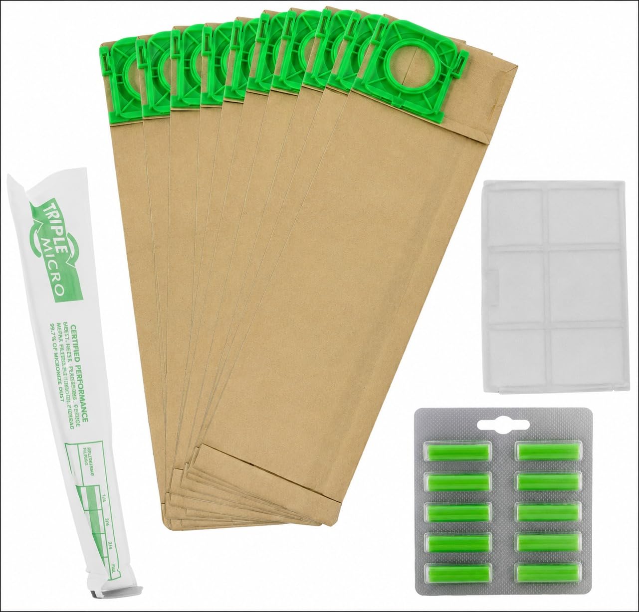 Pack 10 Sebo Vacuum Cleaner Bags Replacement With Freshners | Filters, Compatible with X & C Series (X1, X1.1, X2, X3, X4 Extra, X5, XP2, XP3), Sebo hoover Bags, Alt to 5093PC, VB475K.