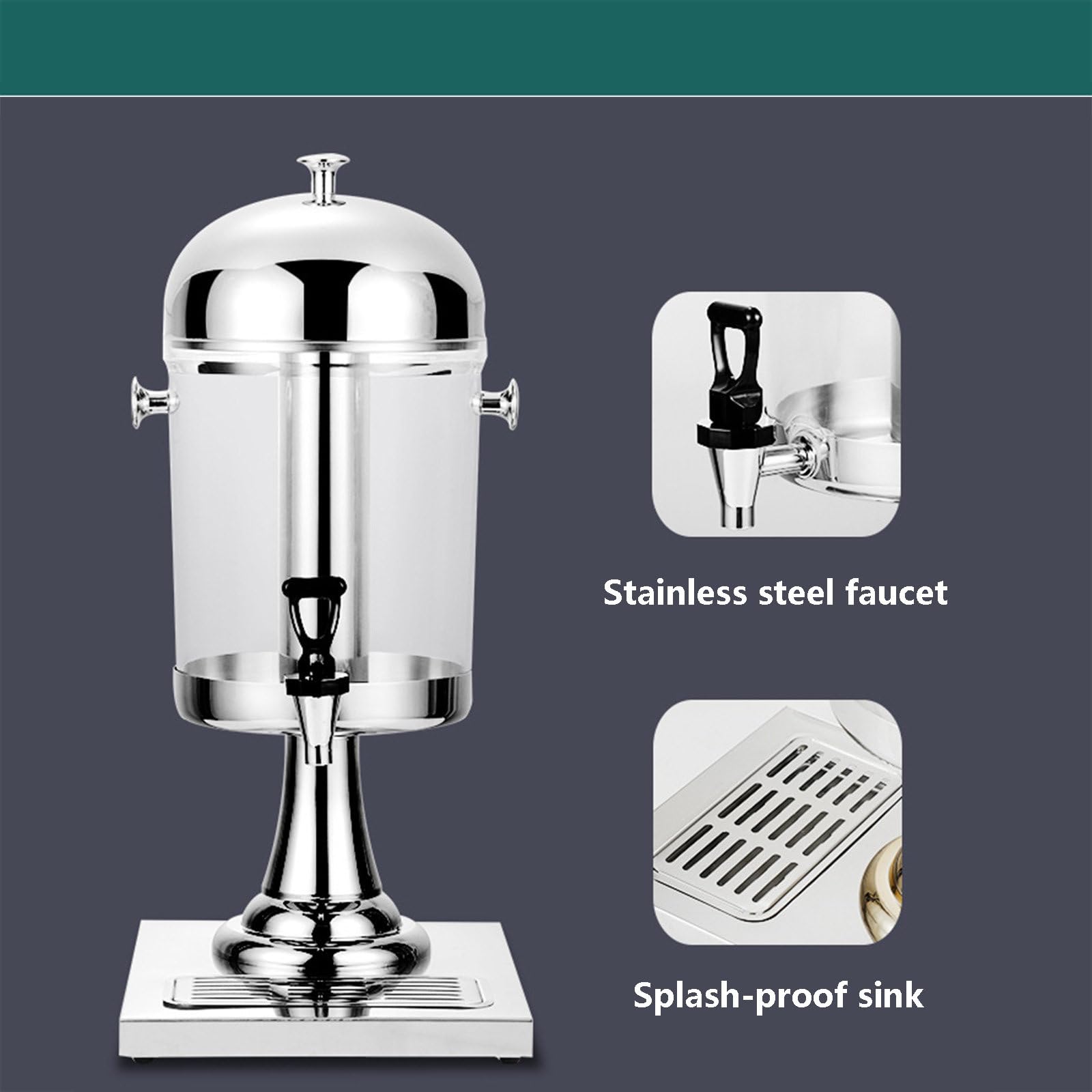 Dispensador de Bebidas con Grifo/dispensador de zumos fríos y Leche de Soja de Acero Inoxidable para una fácil Limpieza/Capacidad de 16 L para Uso Comercial, Buffet, restaurantes, Color pl
