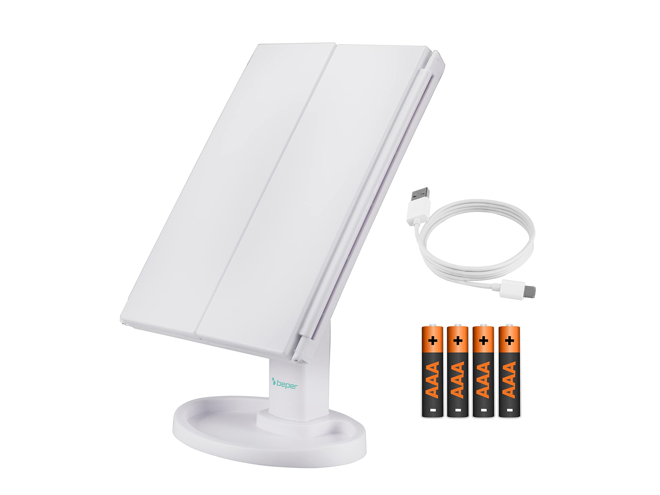 Beper P302VIS050 Makeup Mirror Magnifying 1x / 2x / 5x - Makeup Mirror with Light for Make-Up Station, White, 18L x 12W cm - Image 2