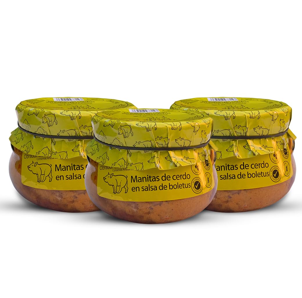 Manitas de cerdo en salsa de boletus 610grs Pack de 3 Conservas Gourmet España