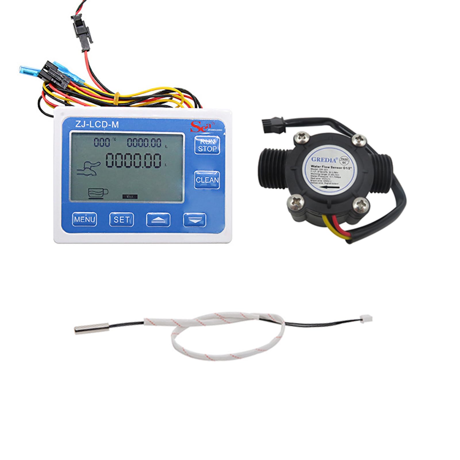 Controlador de agua con pantalla LCD digital y sensor de flujo