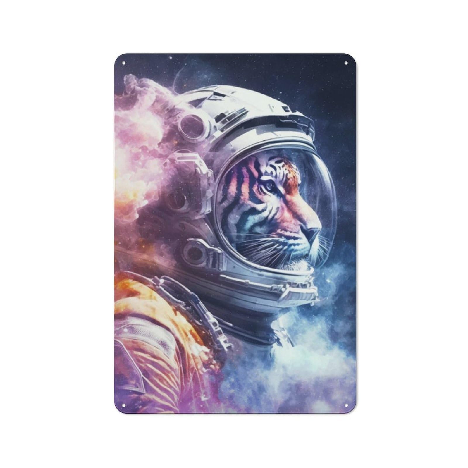 Junmoney Space Tiger Tin Wall Plaque 30X20cm With For Bar Or Restaurant, Housewarming Present For People Styling Bar And Restaurant