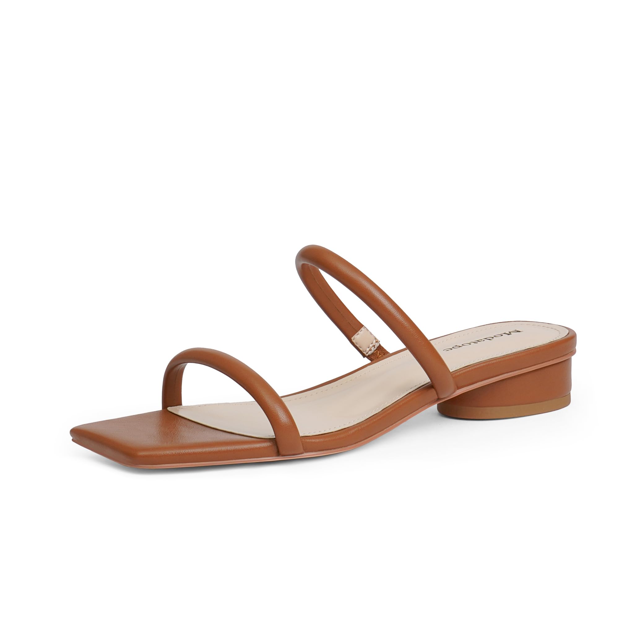 Modatope Square Open Toe Heeled Sandals Women Two Strap Chunky Heel Sandals for Women Low Block Heel Sandal Dressy
