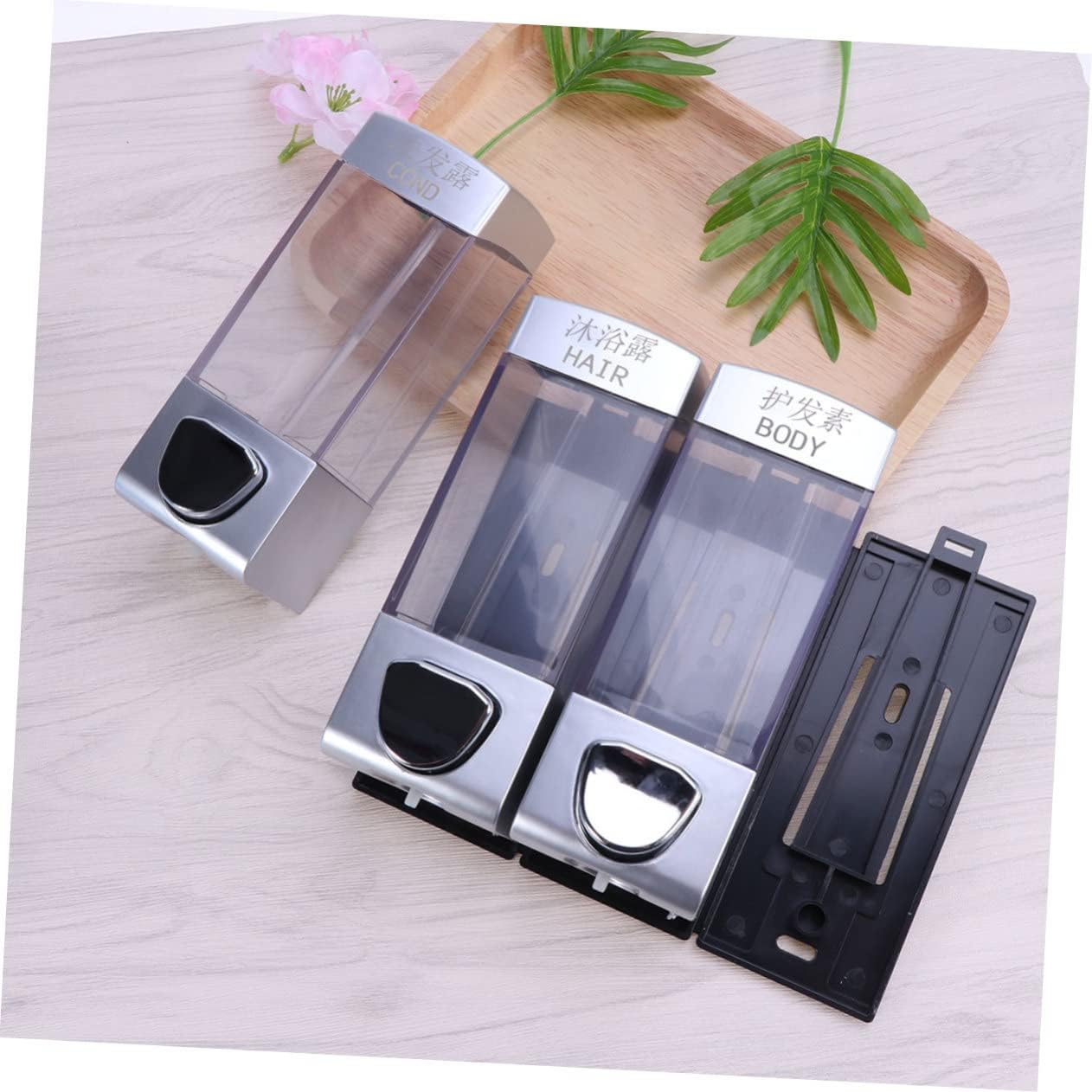 Soap Dispenser Bathroom Wall-Mounted Soap Holder Shower Gel Pump Shampoo Conditioner Lotion Dispenser Easy to Install Use for Home Hotel