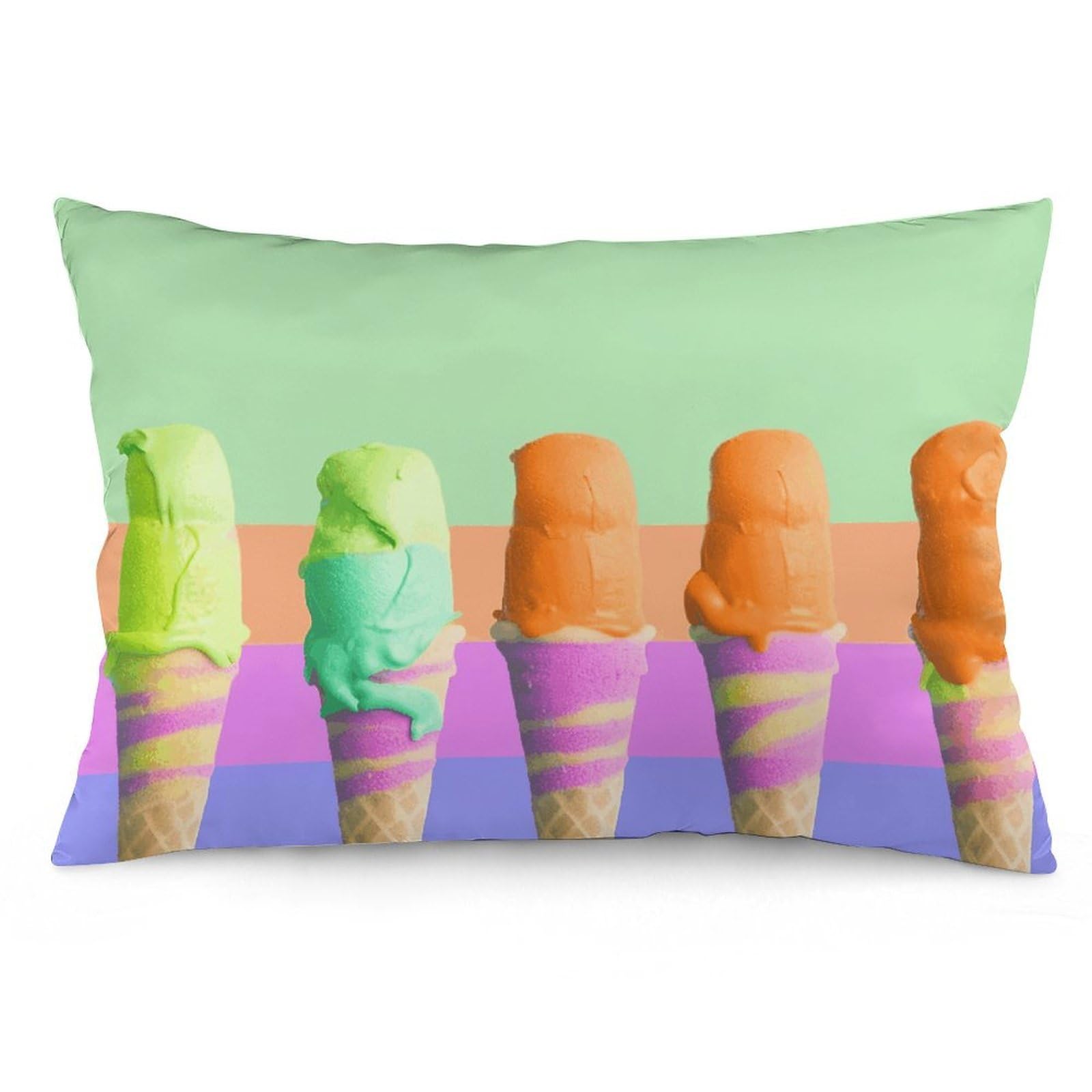 2 Pack Pillow Cases for Hair and Skin, Soft Breathable Pillow Case Covers with Hidden Zipper, Ice Cream Rainbow Gradient Pillowcase 12 "x20 Pillow Covers for Sleeping Gift