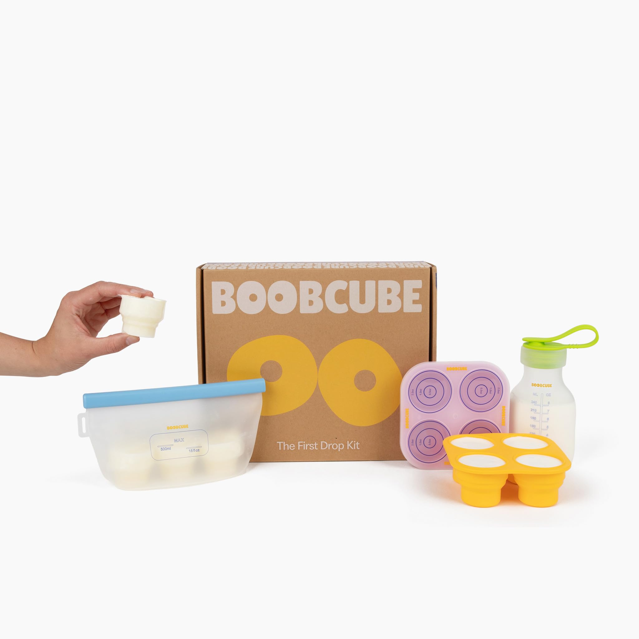 BoobCube Breastmilk Storage Reusable Freezer Trays with Lid l Baby Food Cube 4pcs Complete Kit l 0.5/1/2 Oz Silicone Tray l Ultra Leak-Proof Breastmilk Kit l Reusable Bags