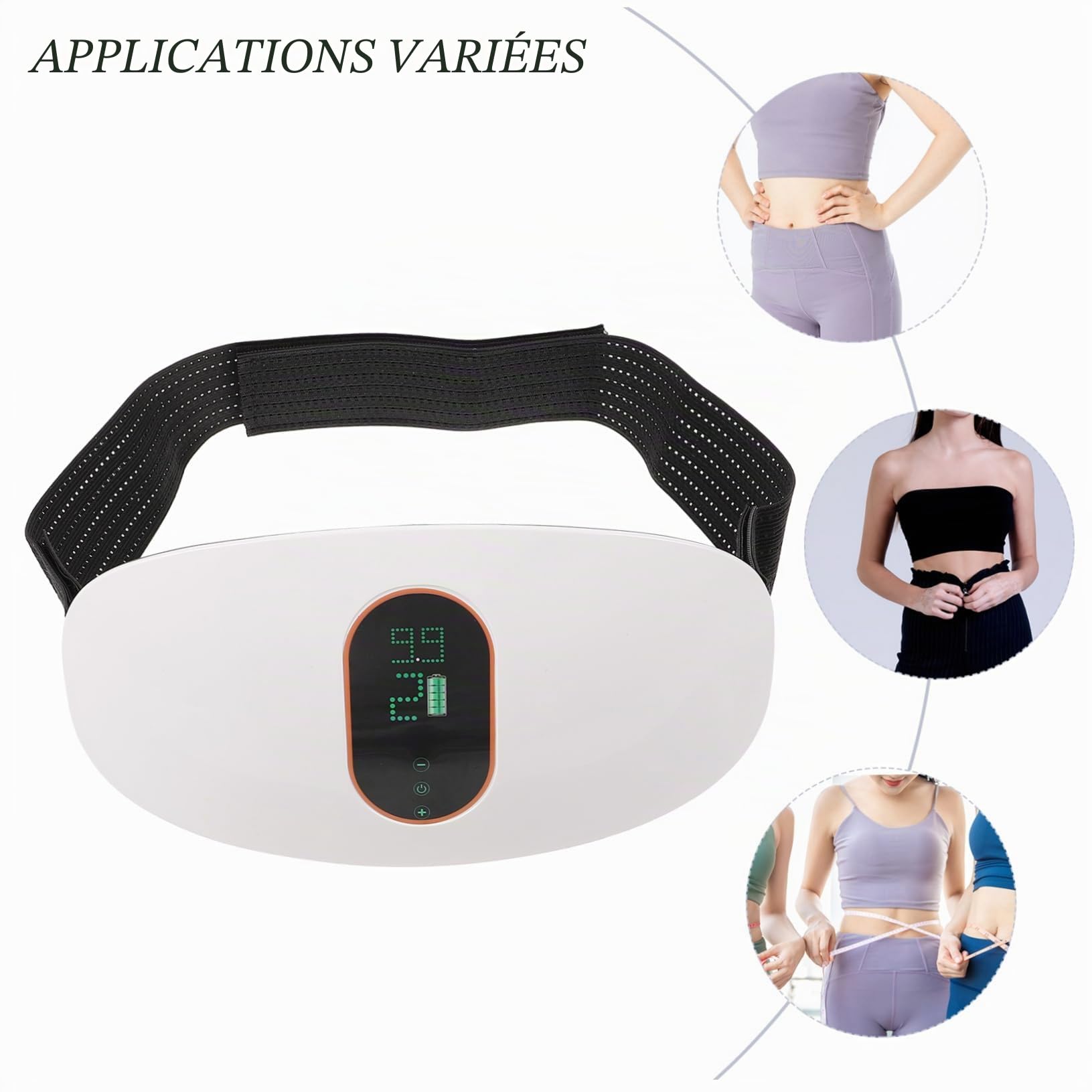 Lurrose Ceinture Amincissante Vibrante Appareil De Massage Pour Abdominaux Ceinture De Massage Du Ventre Ceinture Vibrante Équipement De Gym Taille Abdos Machine à Secouer Blanche Aptitude