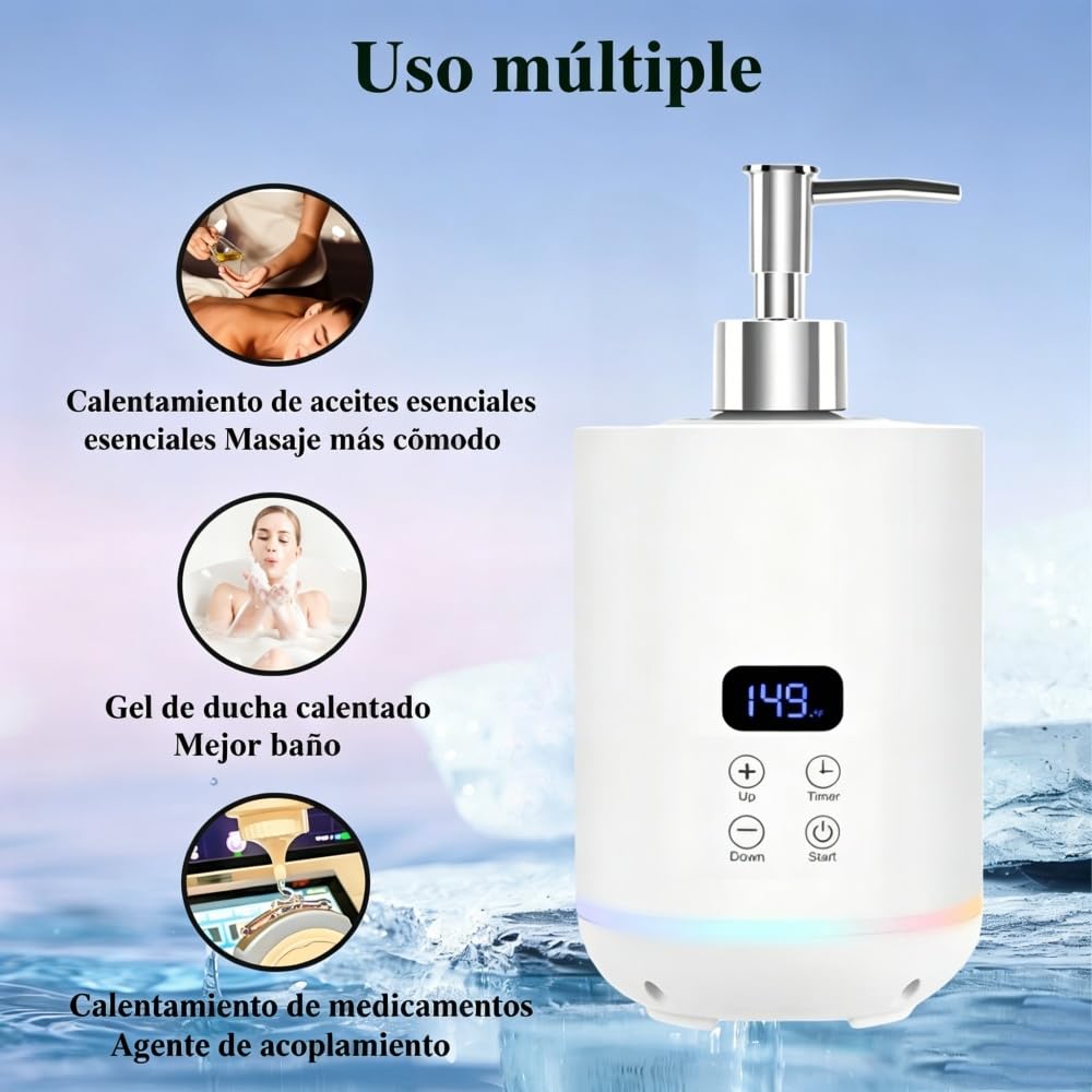 Calentador de Aceite de Masaje Blanco con dos Dispensadores de Aceite para spa Dispensador de Botellas y Calentador de Lociones Pantalla LED de Botellas de Gel aparato Calefactor Para Salones