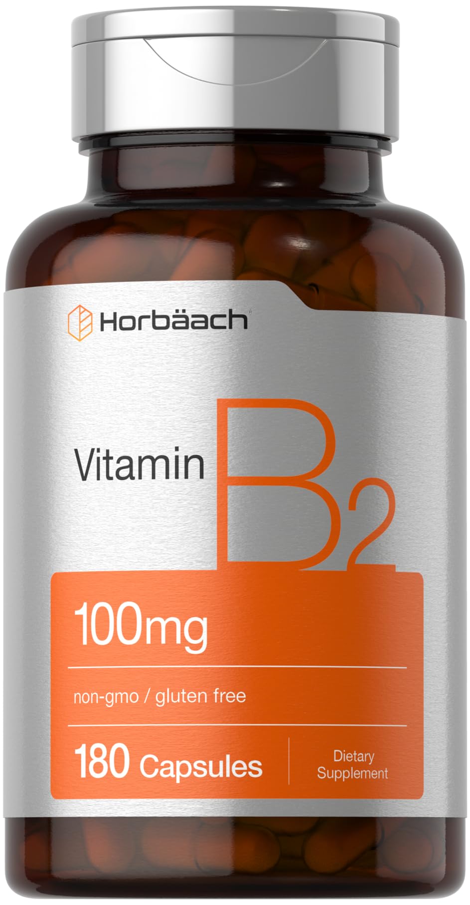 Horb ach Vitamin B2 100mg 180 Capsules Riboflavin Supplement Non-GMO Gluten Free