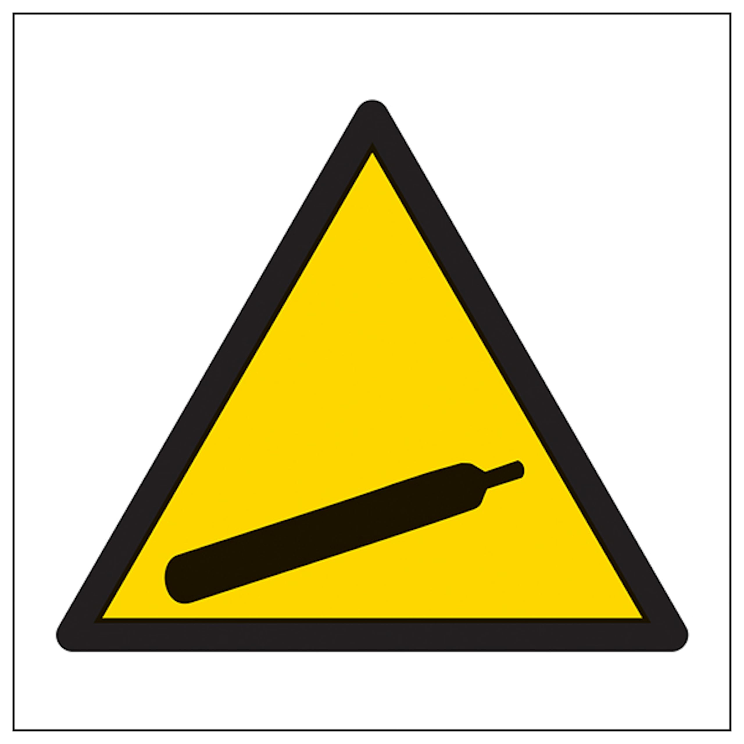 V Safety Warning Compressed Gas Symbol 100 x 100 mm - Glow In The Dark 1mm Rigid Plastic Safety Sign