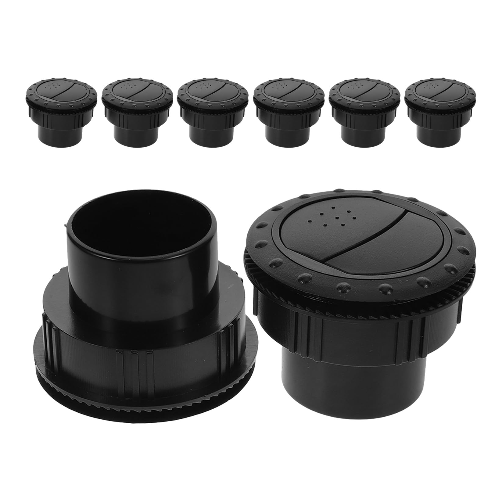 8 Piezas Rejilla de Ventilación Redonda Circulación y Distribución Uniforme de Aire Material ABS Negro para Aire Acondicionado de Autocaravana