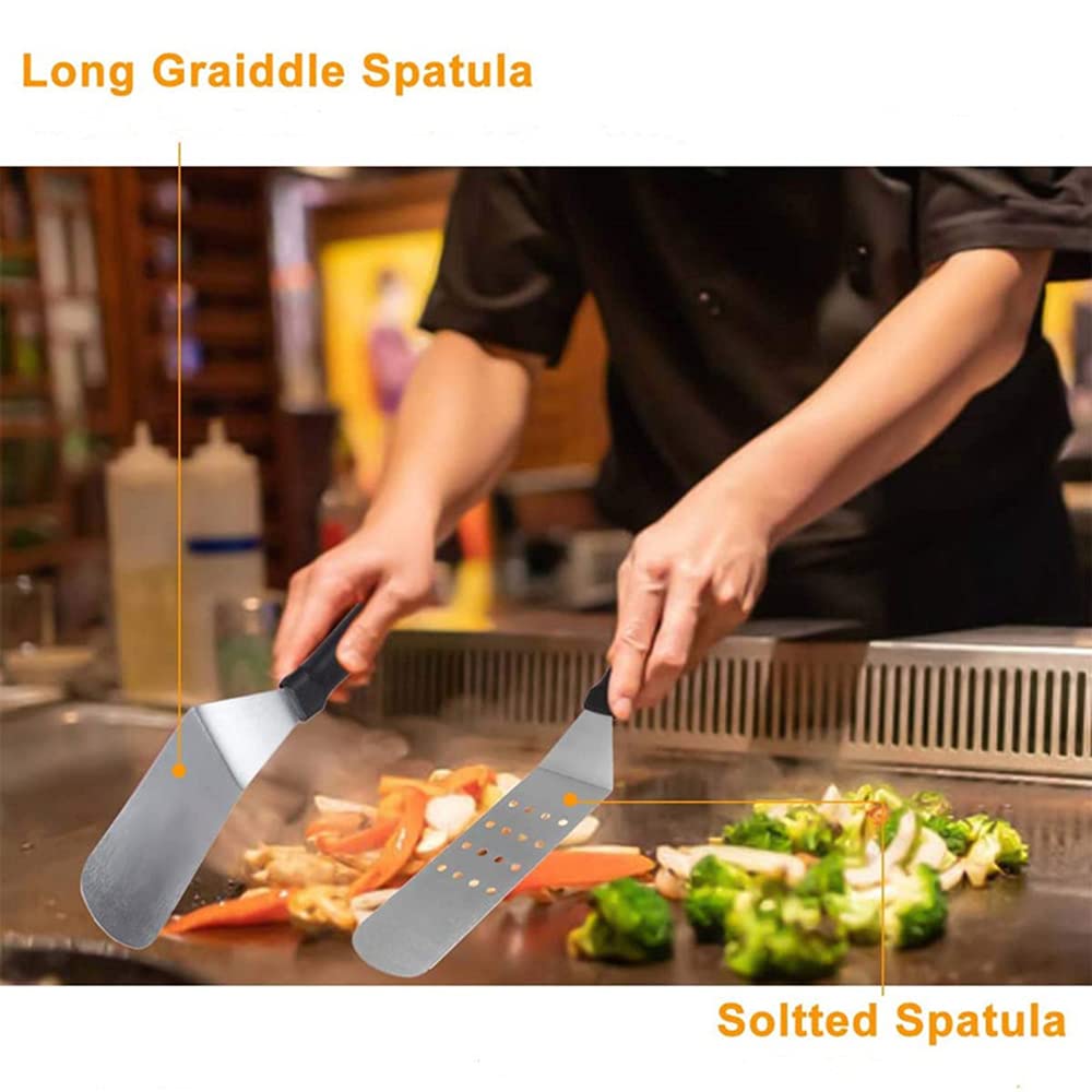 Set per barbecue Spatola per barbecue Spatola per barbecue Attrezzo per barbecue all'aperto Set per barbecue Teppanyaki - Set per griglia in acciaio inossidabile per impieghi gravosi in valigetta per